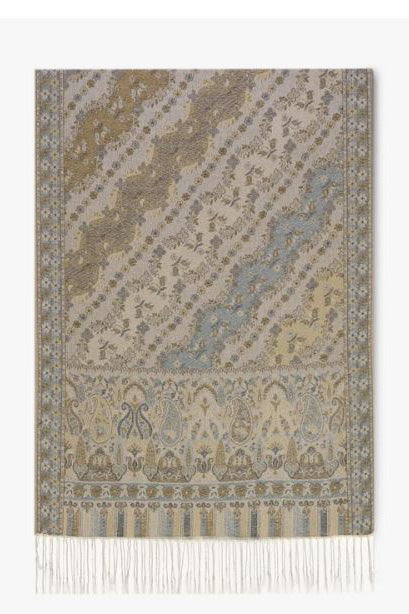 Floral Shimmering Pashmina in Beige