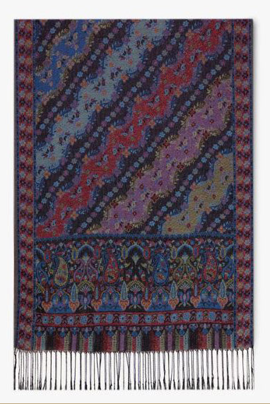 Floral Shimmering Pashmina in Black