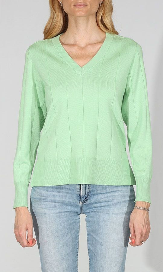 Jersey panel v-neck sweater