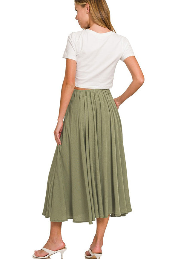 Crinkle Gauze Crop Tee and Skirt Set