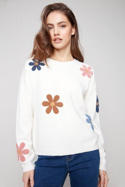 Plush Sweater with Flowers