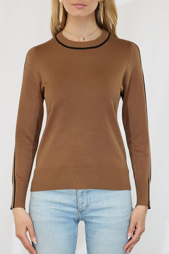 Crewneck Sweater with Vertical Stripe