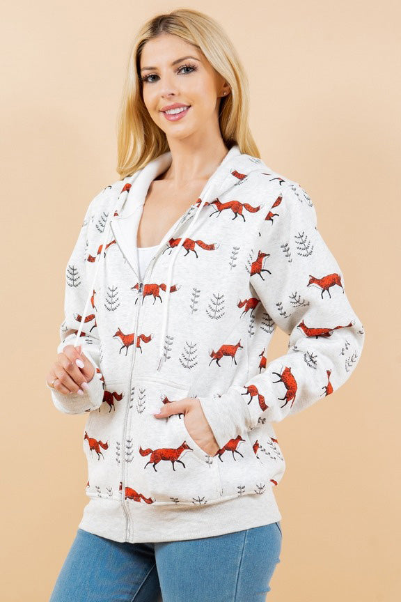 Red Fox Zipper Hoodie