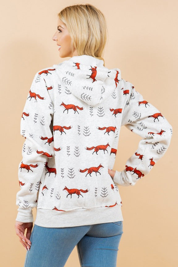 Red Fox Zipper Hoodie