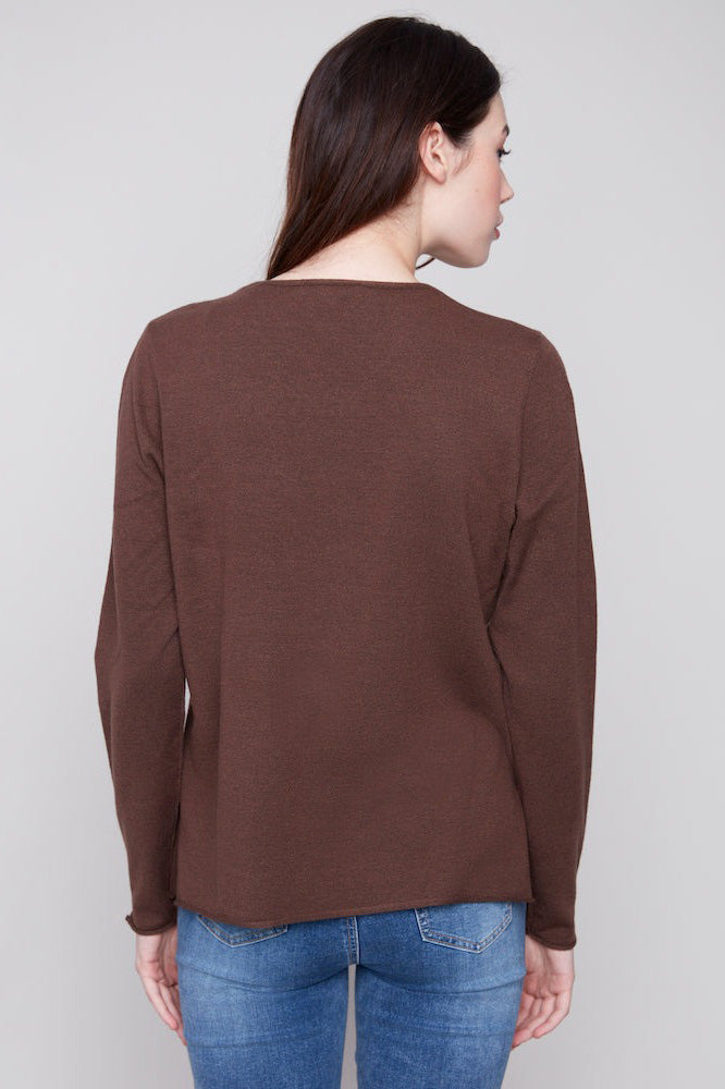 Basic Long Sleeve V-Neck Sweater in Navy