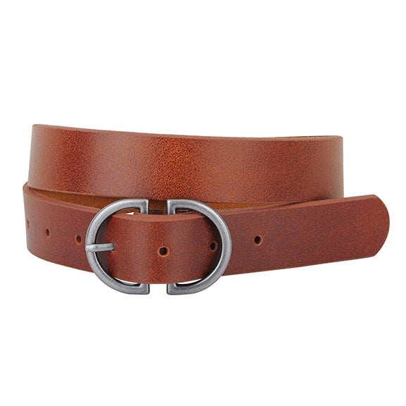 Double D Ring Leather Belt in Tan