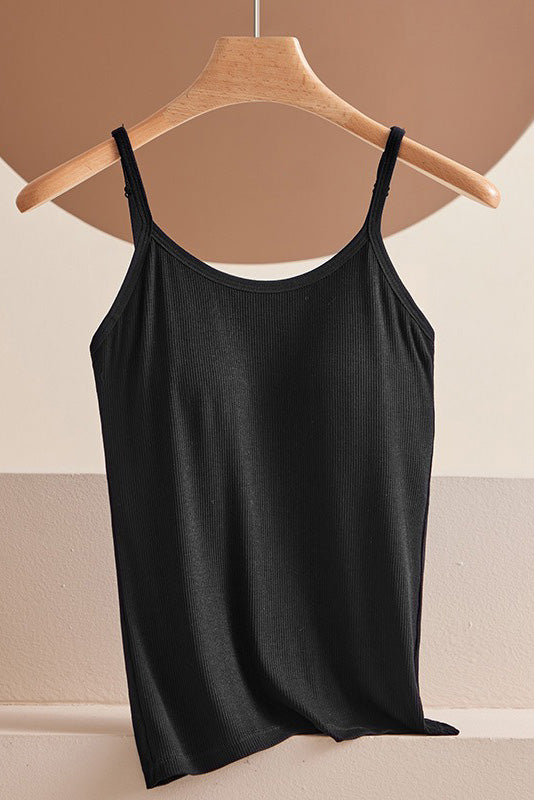 Black Camisole Tank with Built-in Bra