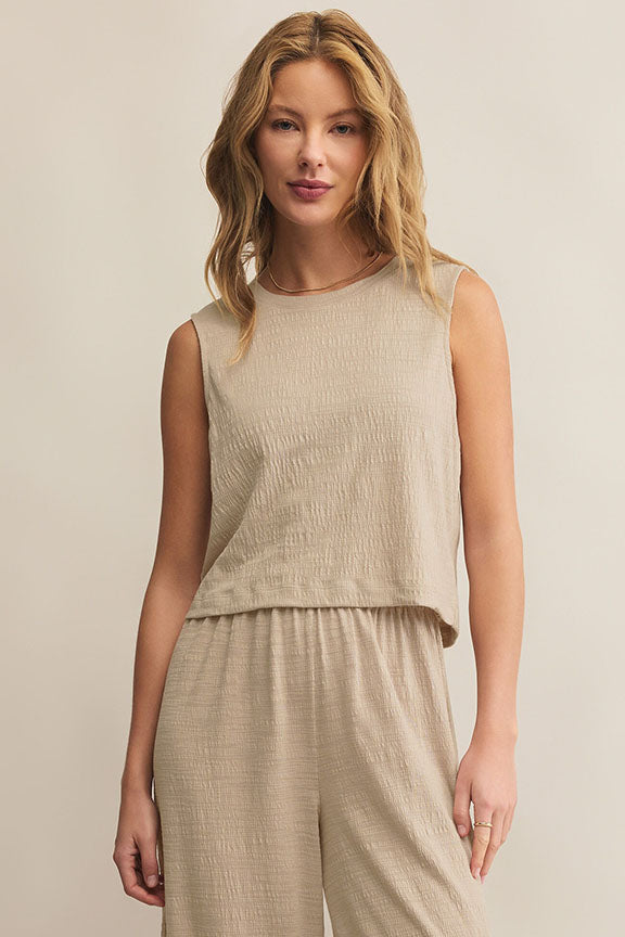 Sloane Textured Top in Parchment