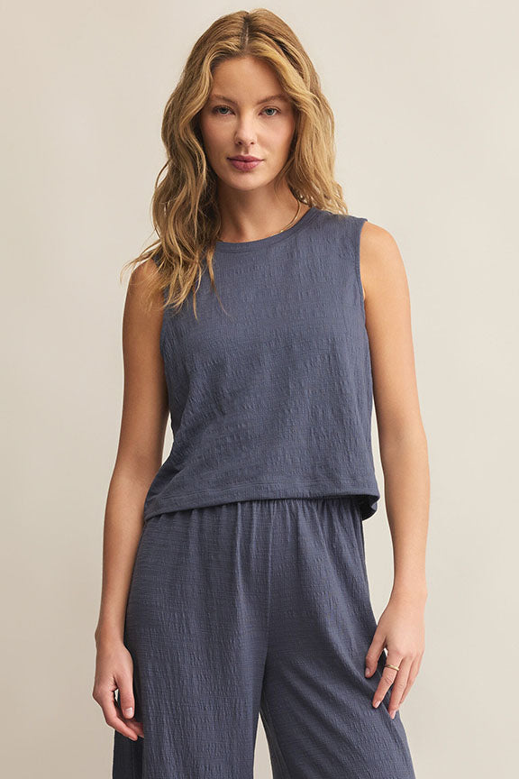 Sloane Textured Top in Blue