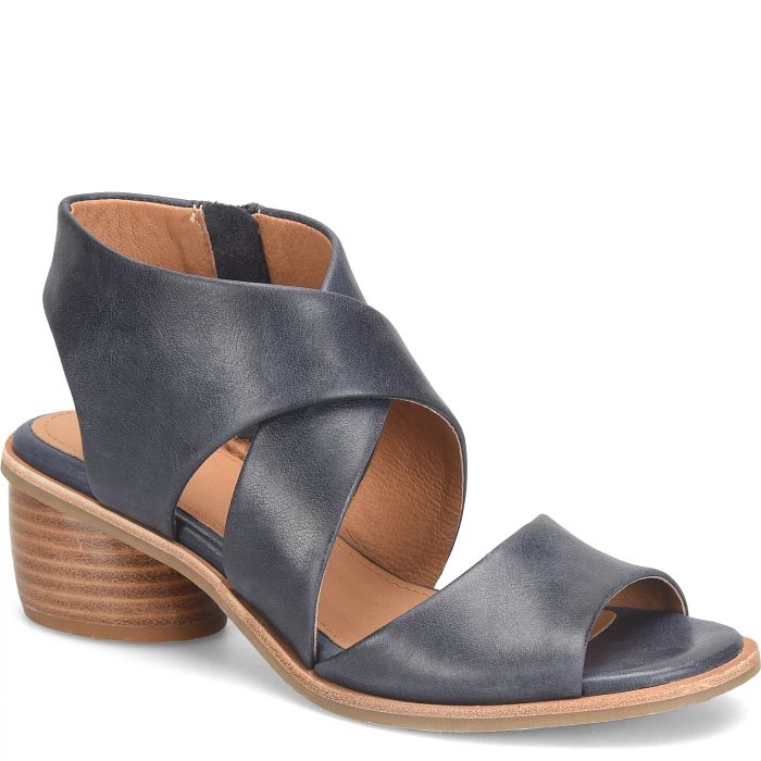 Camille Wrap Around Leather Sandal in Sky Navy