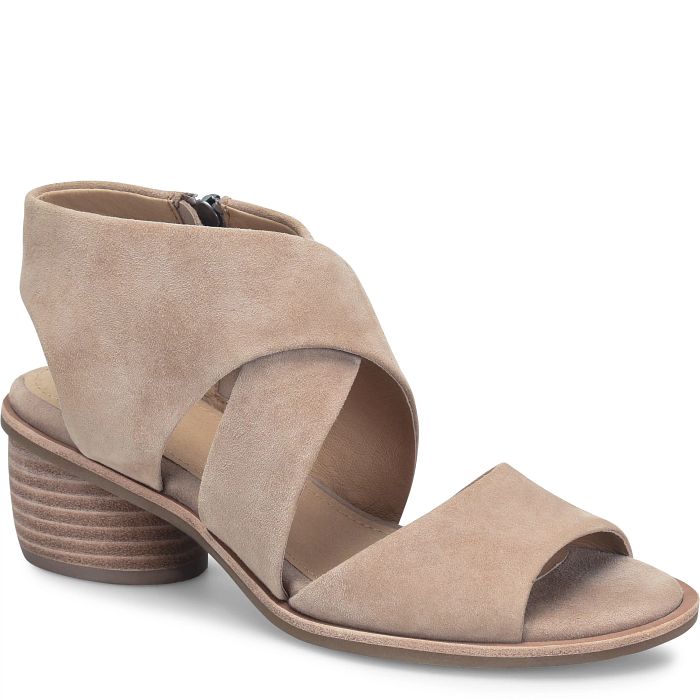 Camille Wrap Around Leather Sandal in Stone Suede