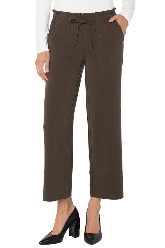 Tie Waist Wide Leg Ankle Pant