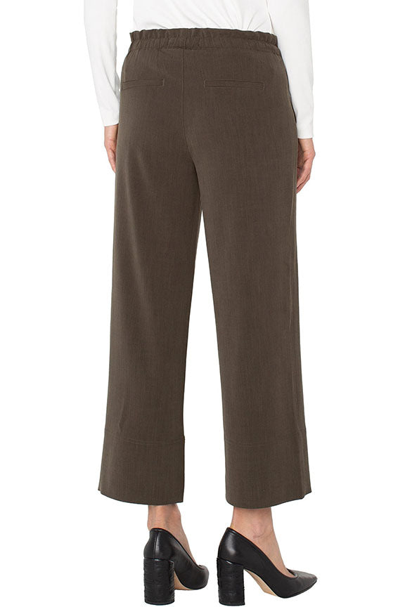 Tie Waist Wide Leg Ankle Pant