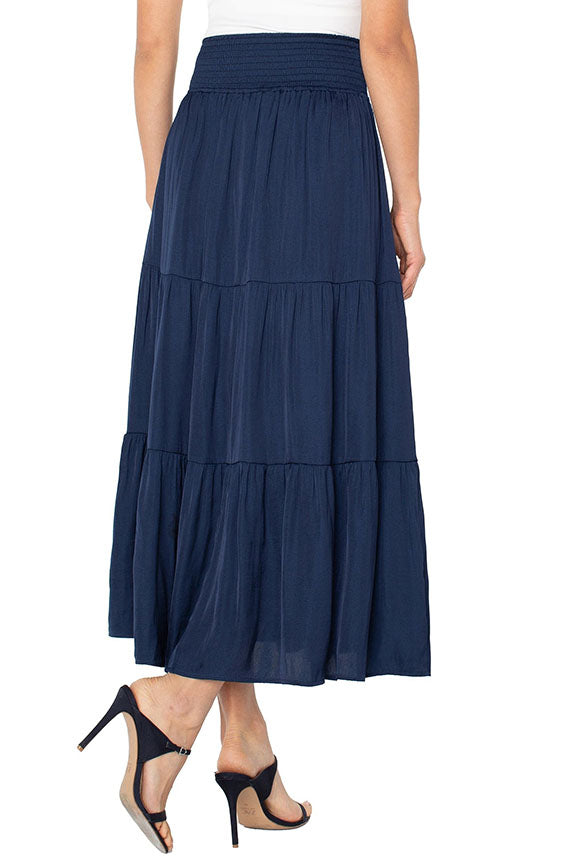Tiered Woven Maxi Skirt with Smocked Waistband