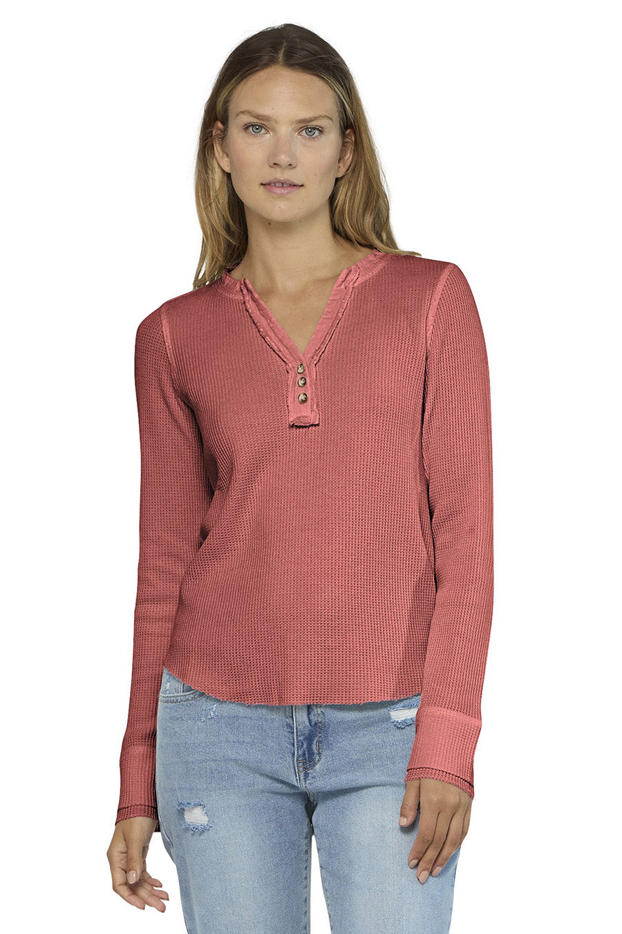 Reardan Waffle Henley in Berry
