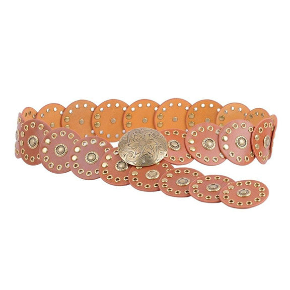 Western Arrow Circle Belt in Tan