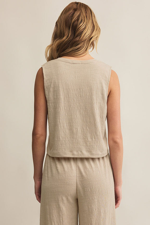 Sloane Textured Top in Parchment