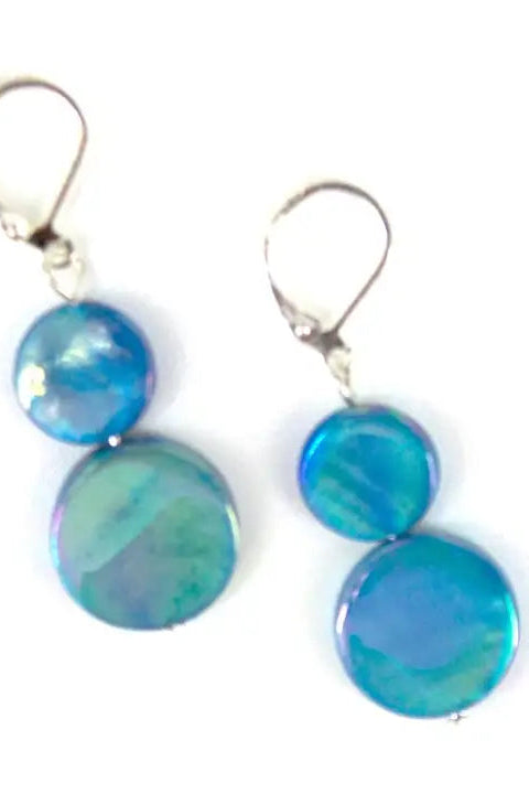 Mother of Pearl Dangle Earrings in Turquoise