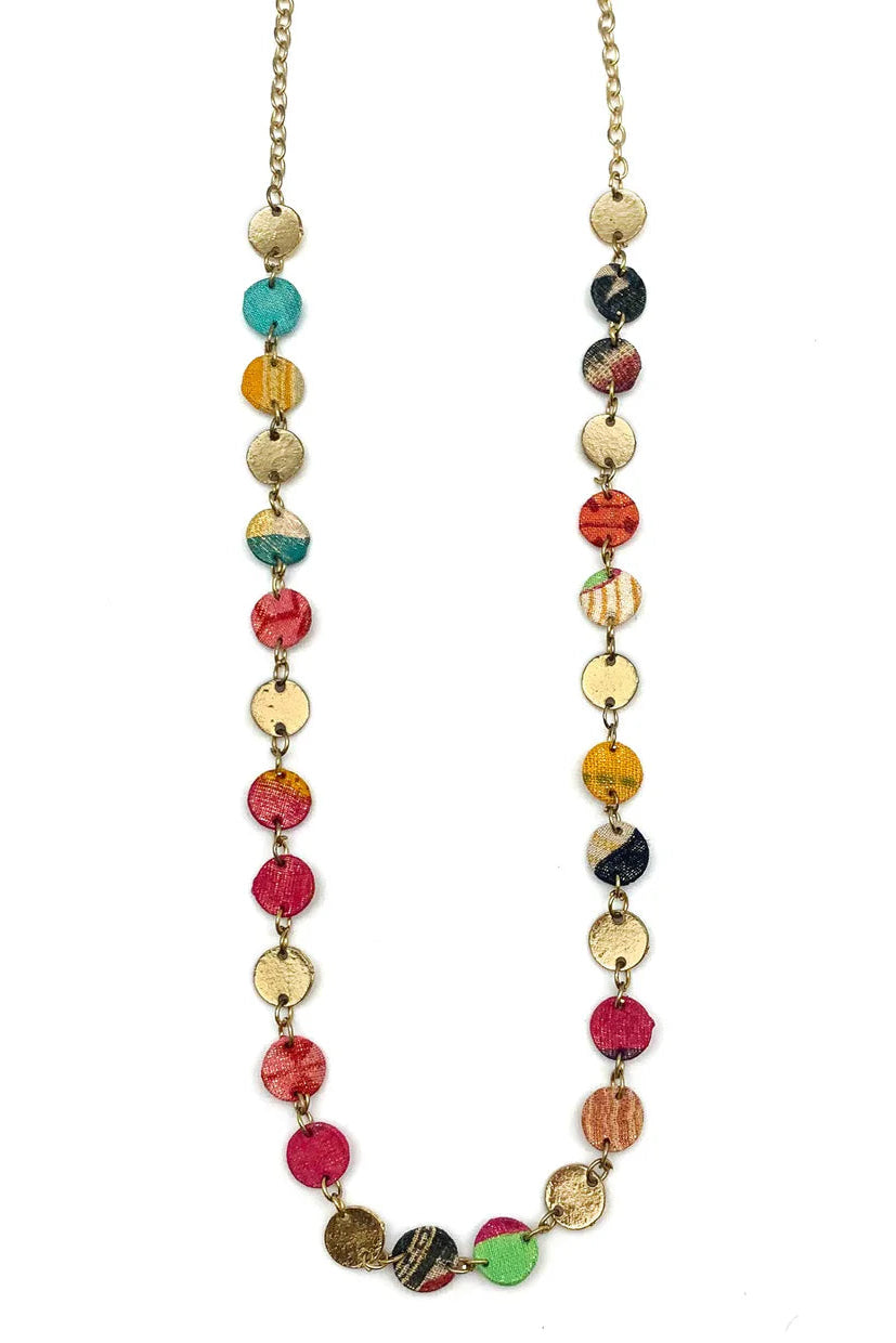 Aasha Coin Beaded Kantha Handcrafted Necklace