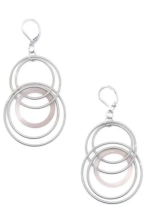 Silver and Smokey Resin Hoop Earrings