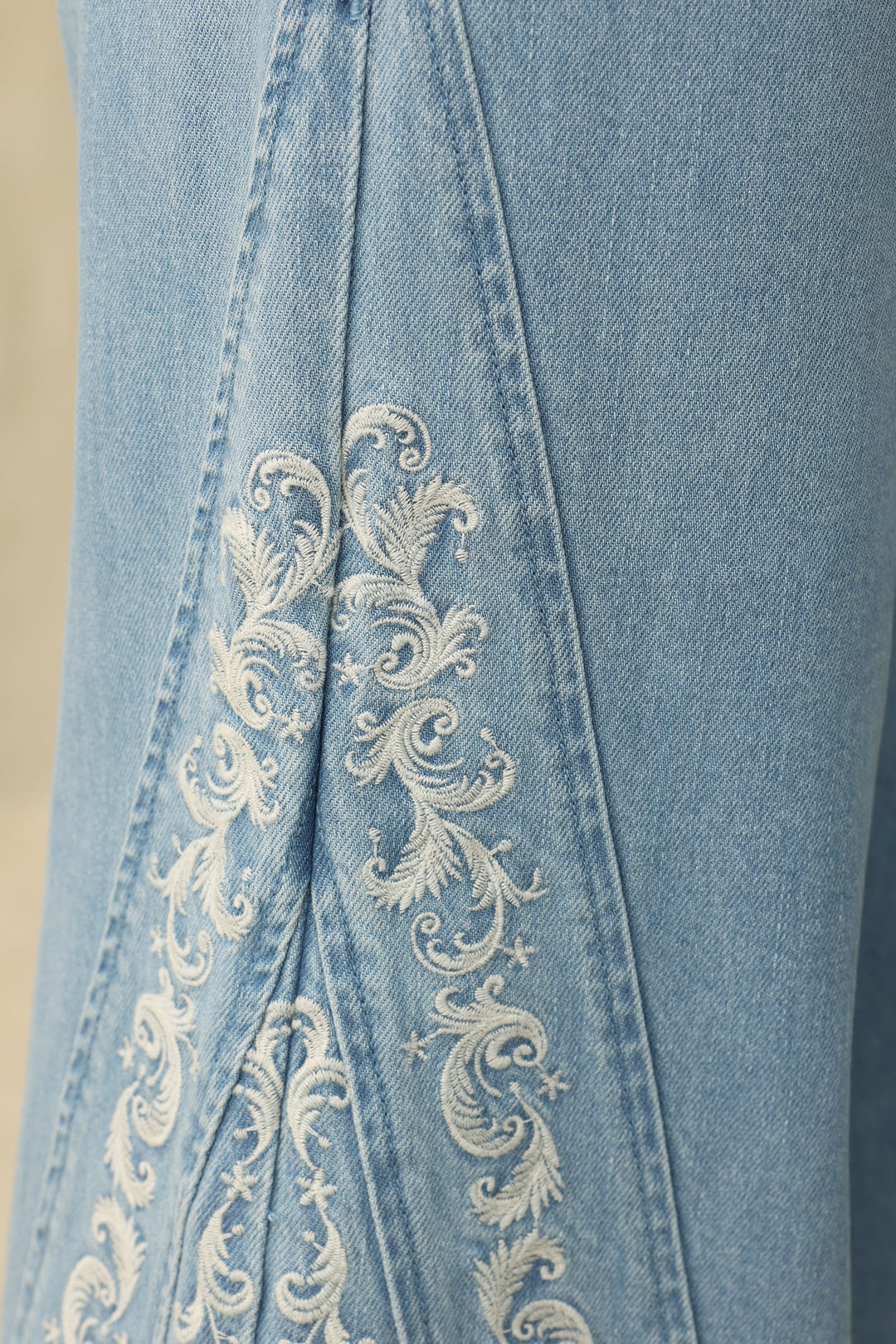 High Rise Embroidered Flare Jean