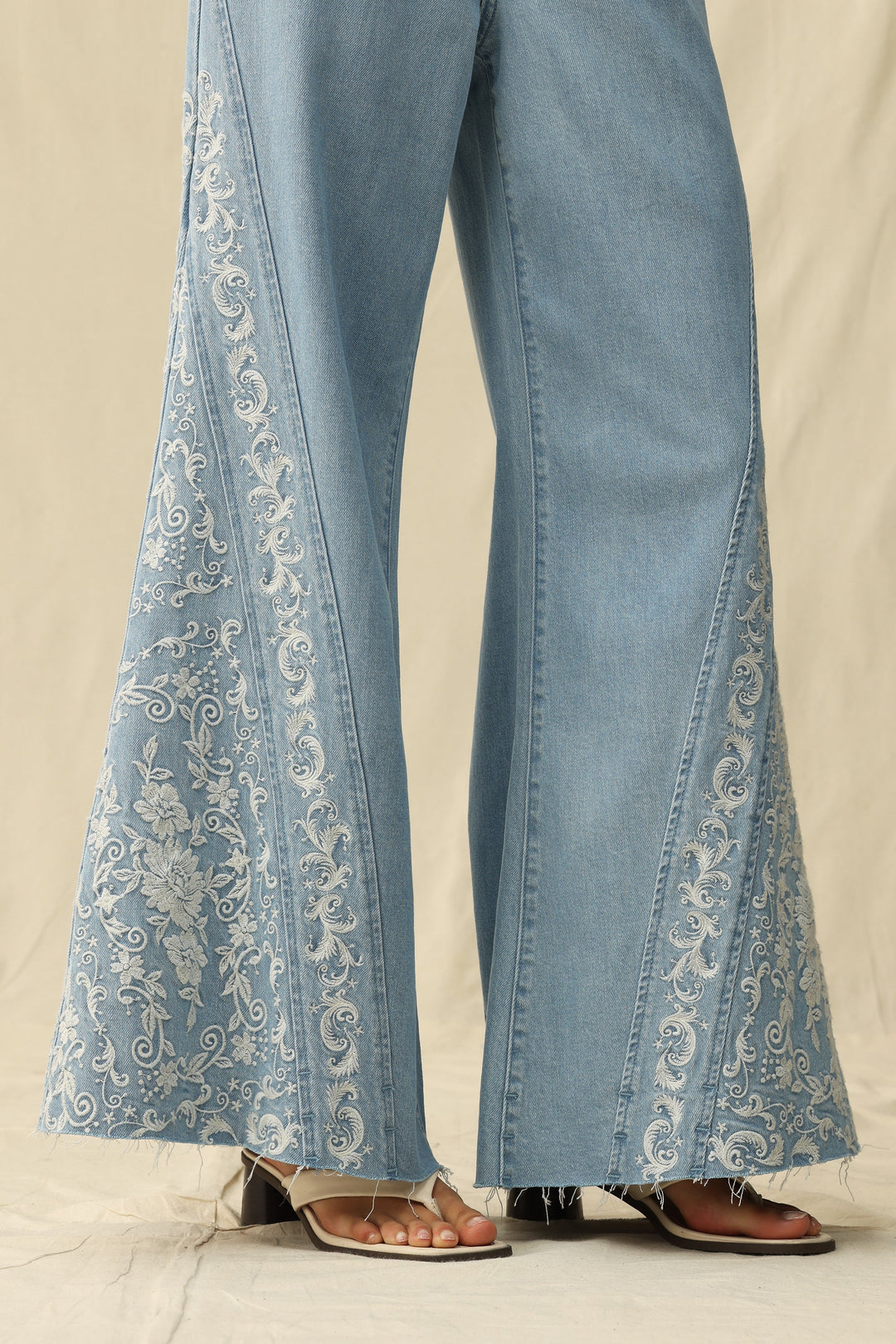High Rise Embroidered Flare Jean