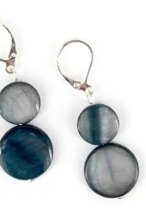 Mother of Pearl Dangle Earrings in Black