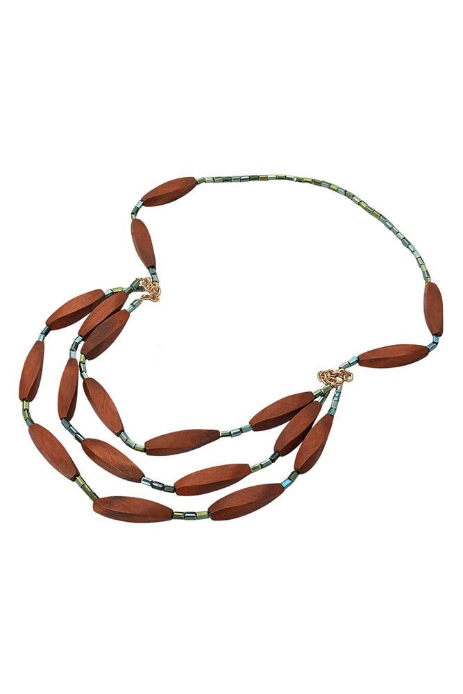 Boho Wood Bead Statement Necklace