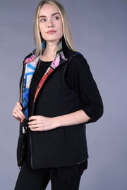 Reversible Print/Solid Vest - Black
