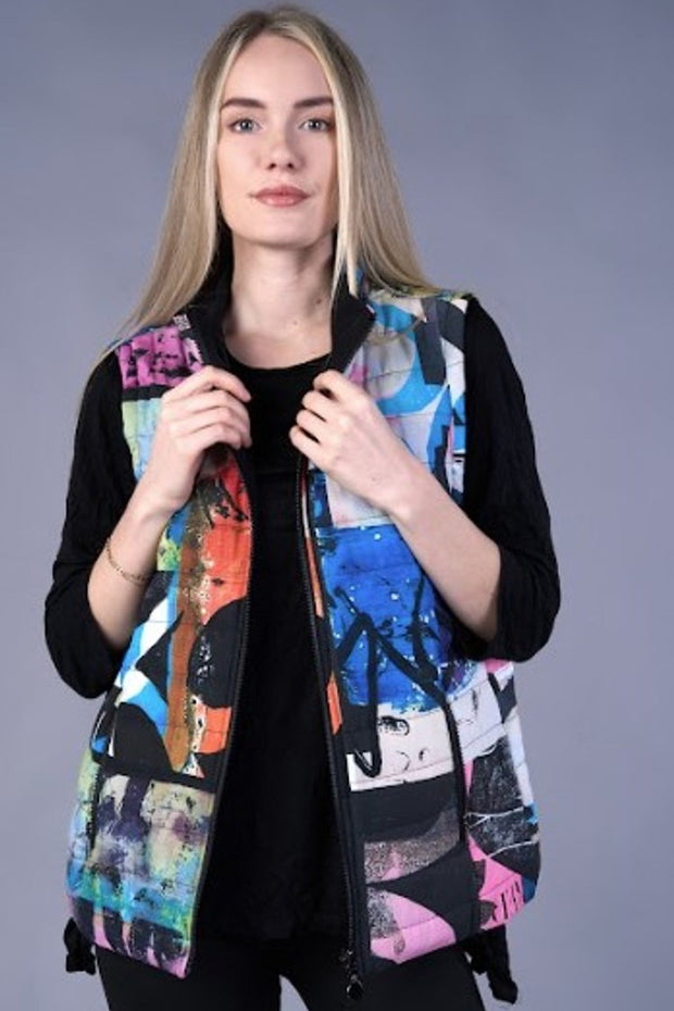 Reversible Print/Solid Vest - Black