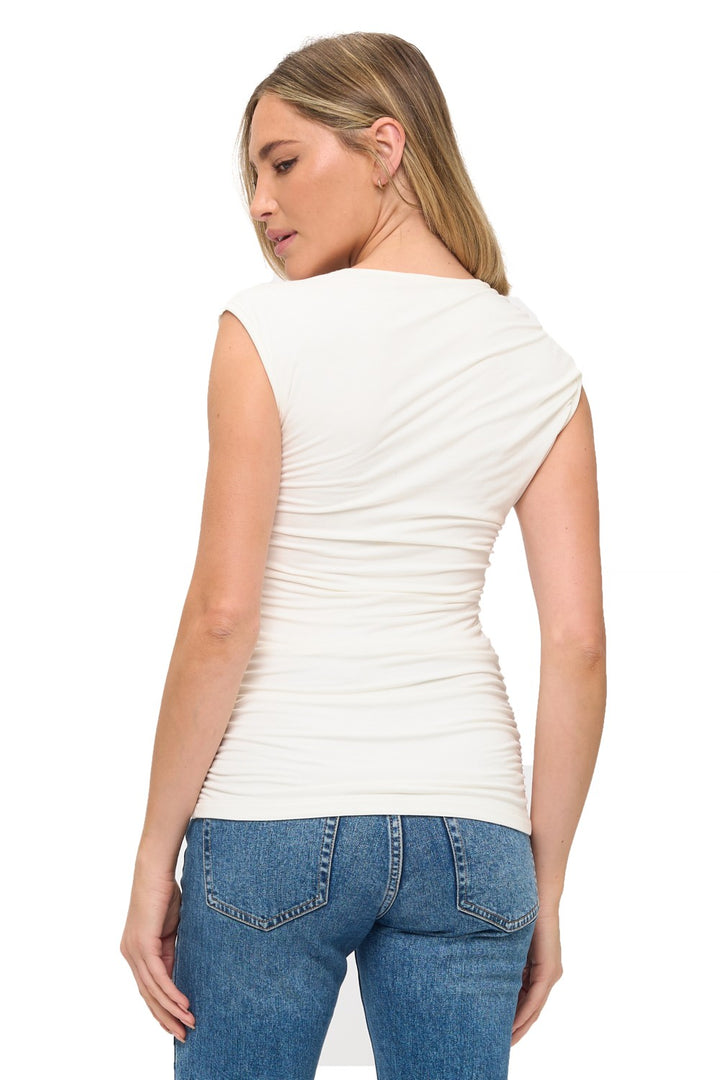 Ruched Sleeveless Top in Ivory