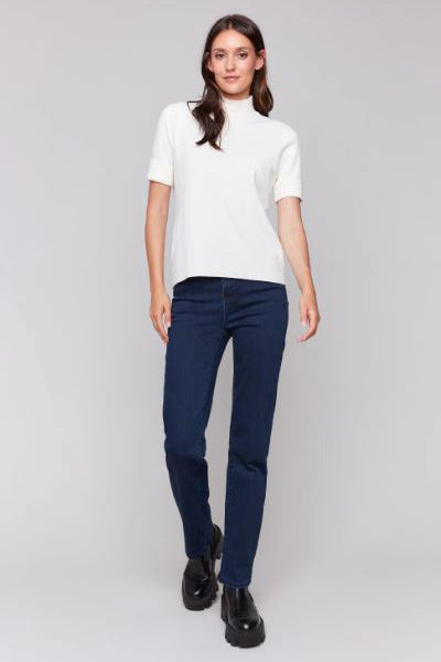 Short Sleeve Mock Neck Top