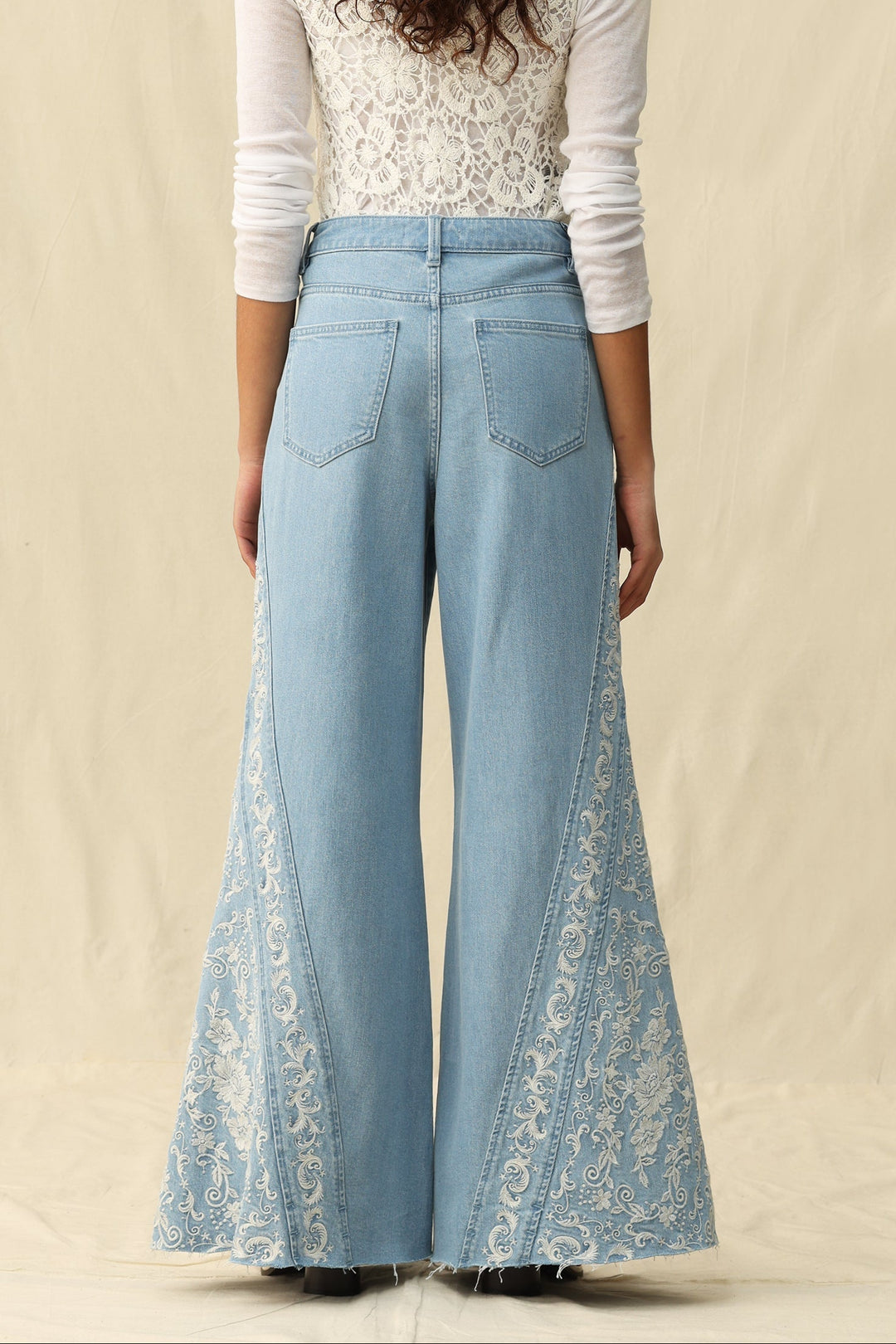 High Rise Embroidered Flare Jean
