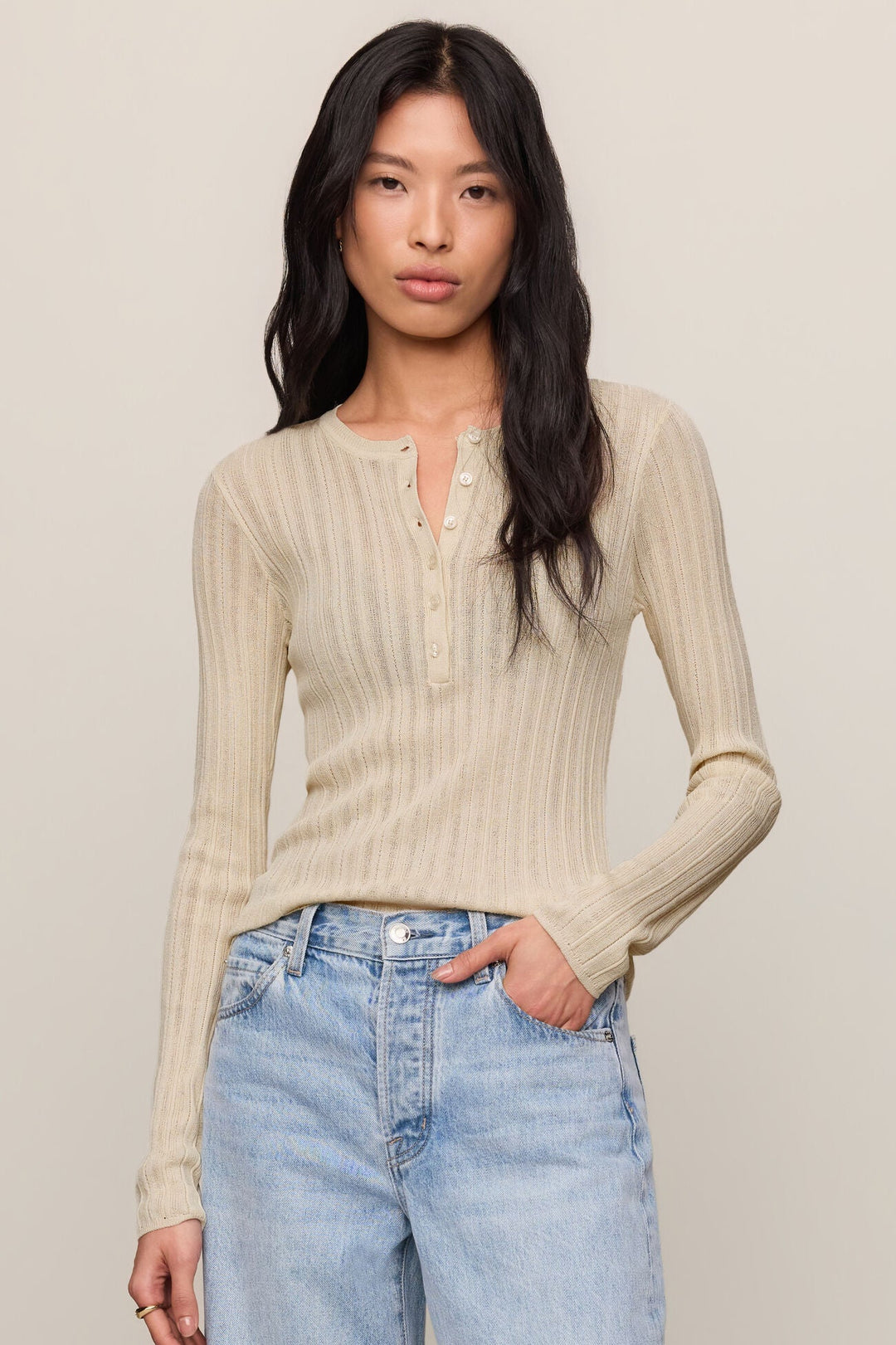 Rowena Fine Knit Henley Sweater