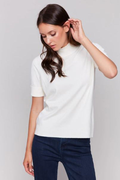 Short Sleeve Mock Neck Top