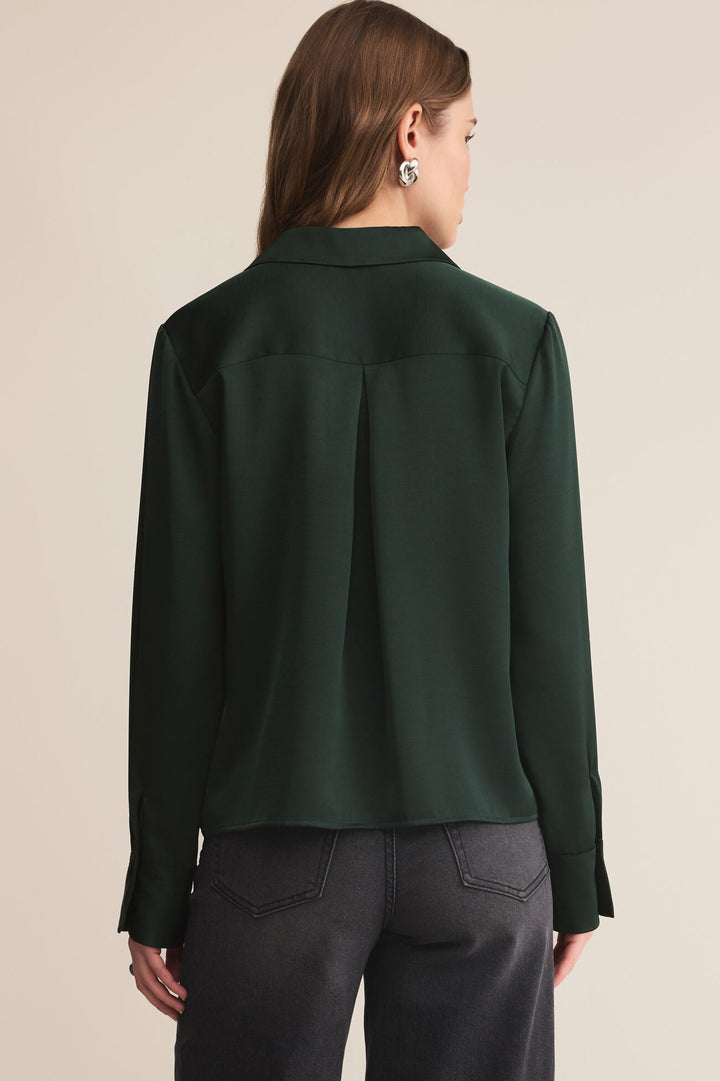 Ana Satin Top in Garland Green