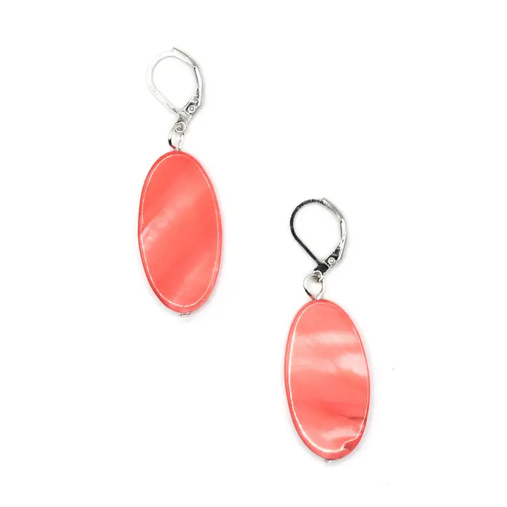 Oval Drop Earring in Coral