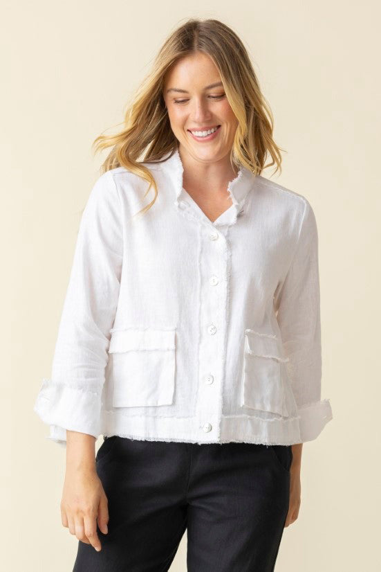 Summer Breeze Fringe Jacket in White