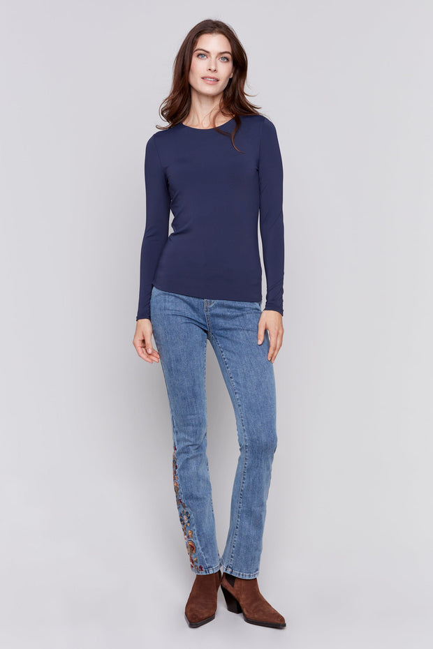 Super Stretch Knit Top Navy
