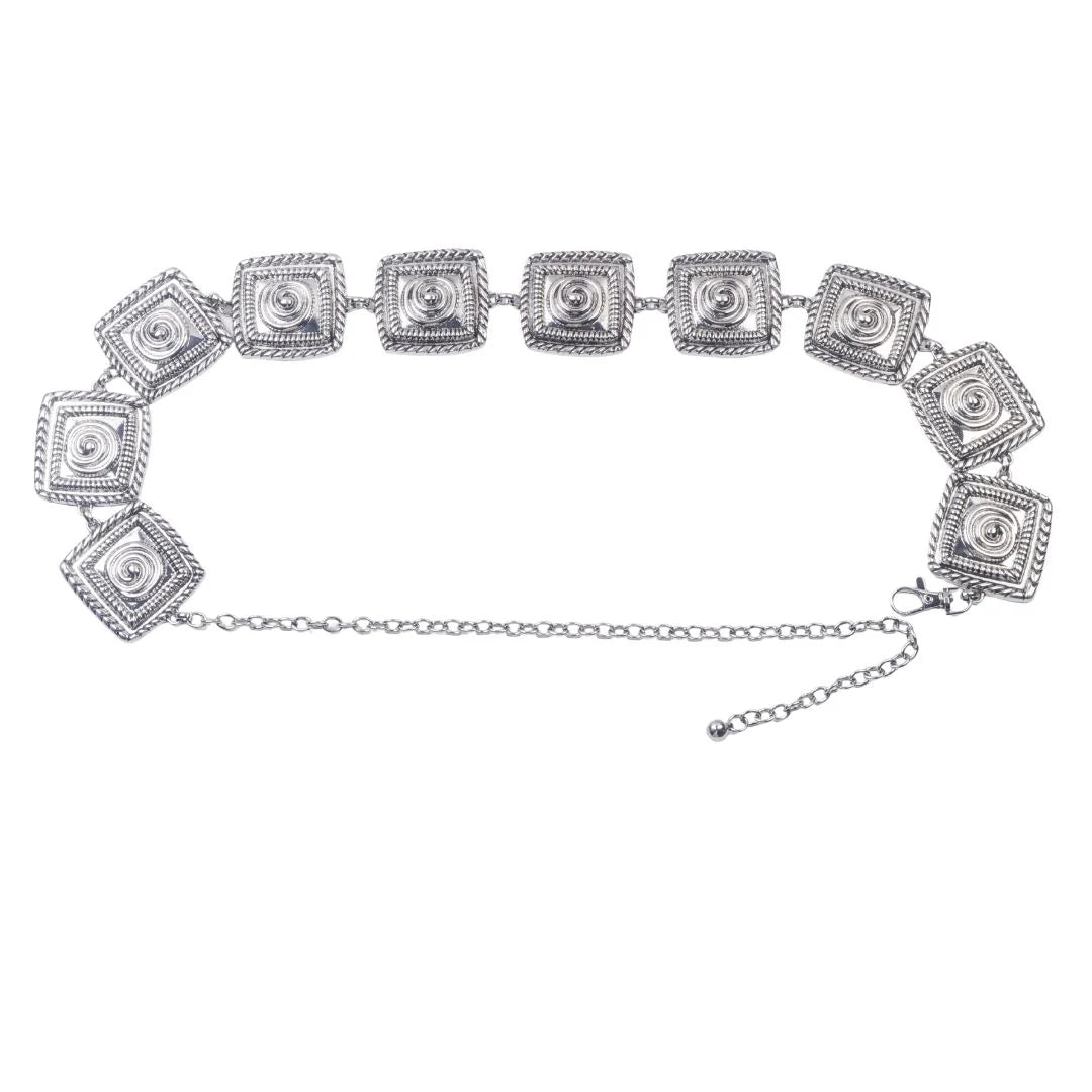 Antique Silver Concho Chain Belt