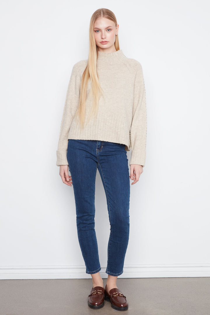 Mock Neck Raglan Sleeve Sweater