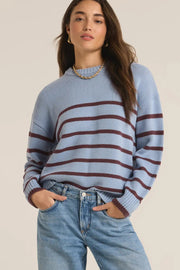 Boyfriend Stripe Sweater - Heather Taupe