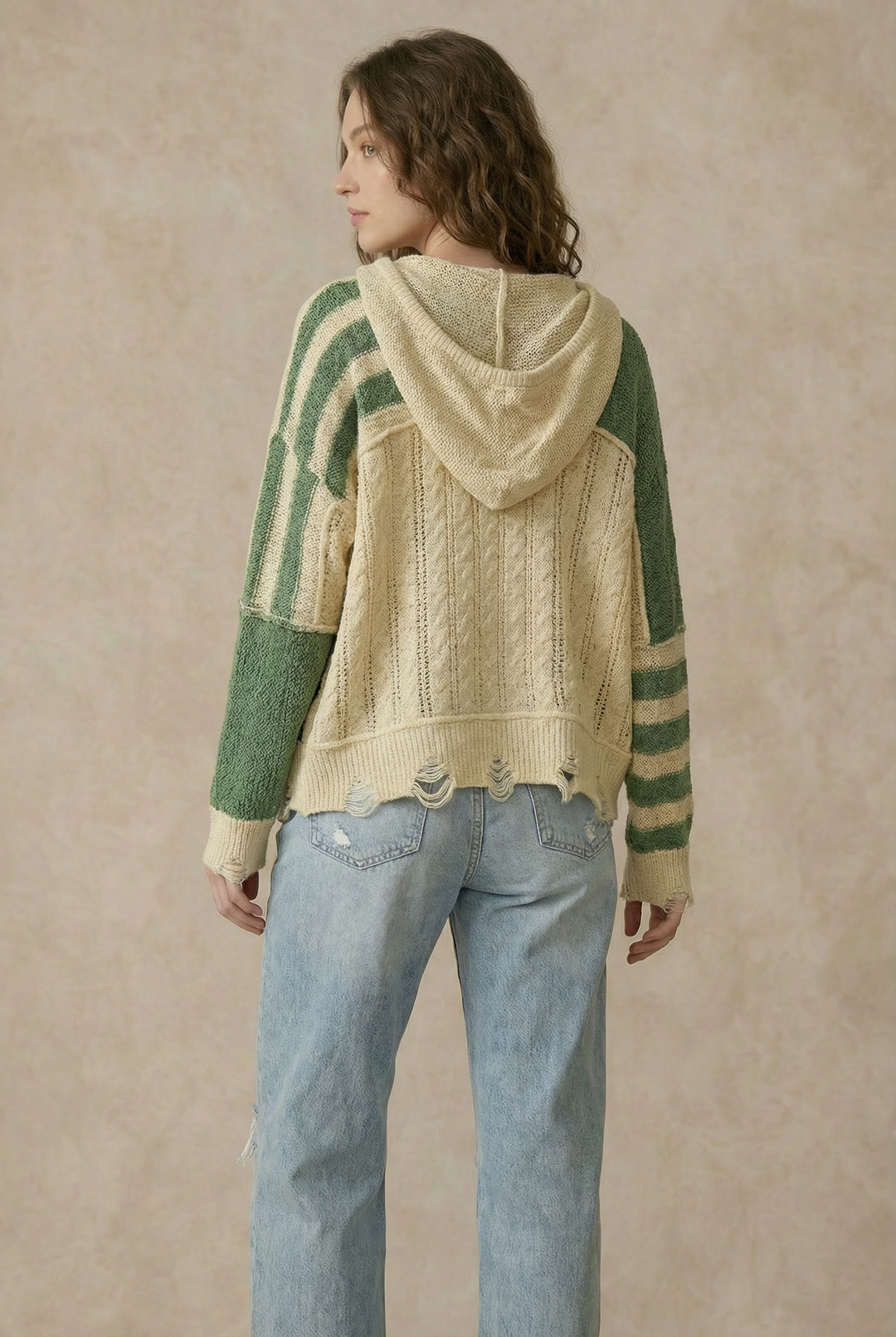 Distressed Knit Hoodie