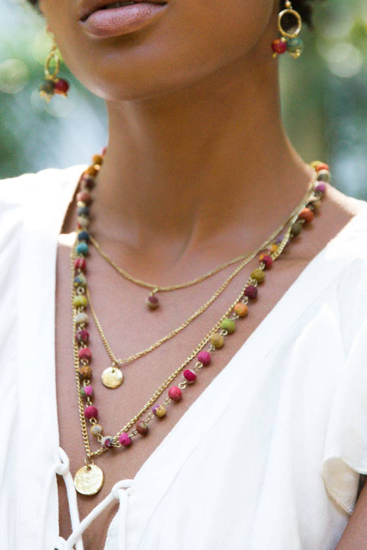 Aasha Strand Layered Kantha Handcrafted Necklace