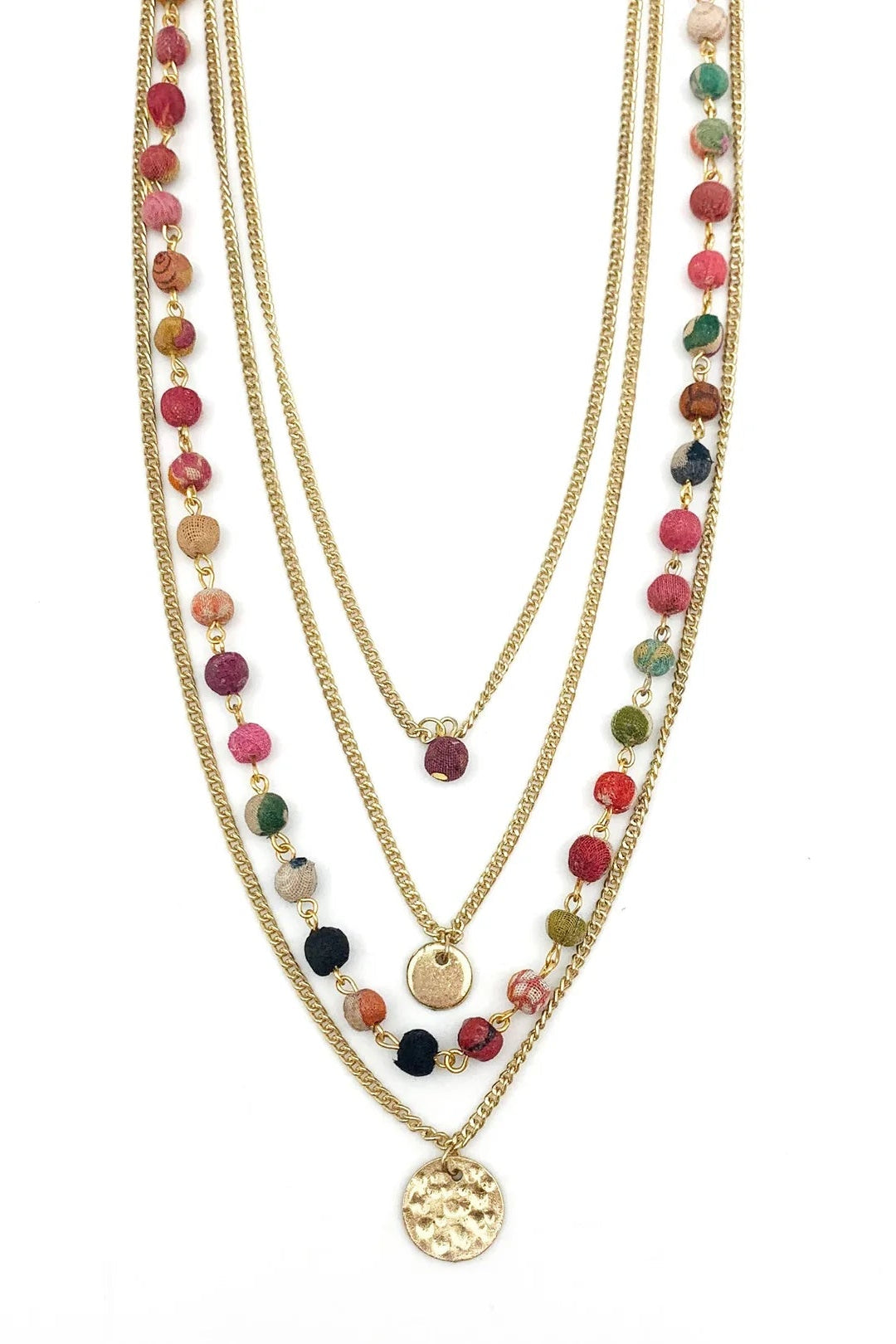 Aasha Strand Layered Kantha Handcrafted Necklace