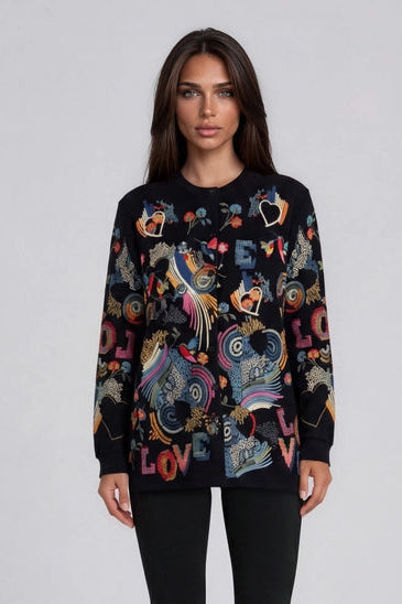 Embroidered Longline Sweater