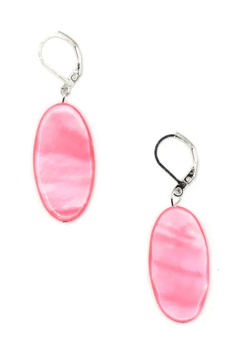 Oval Drop Earring in Pink