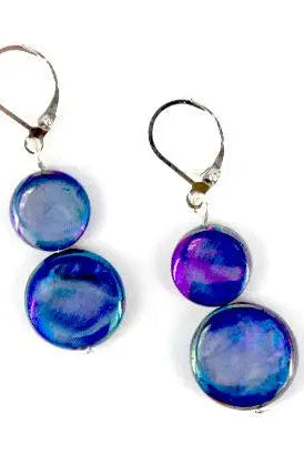 Mother of Pearl Dangle Earrings in Royal