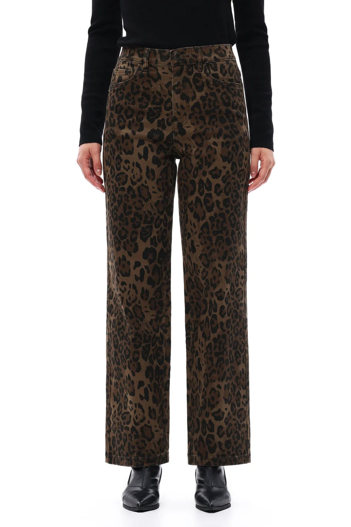 Mid Rise Straight Leg Jean in Leopard Print
