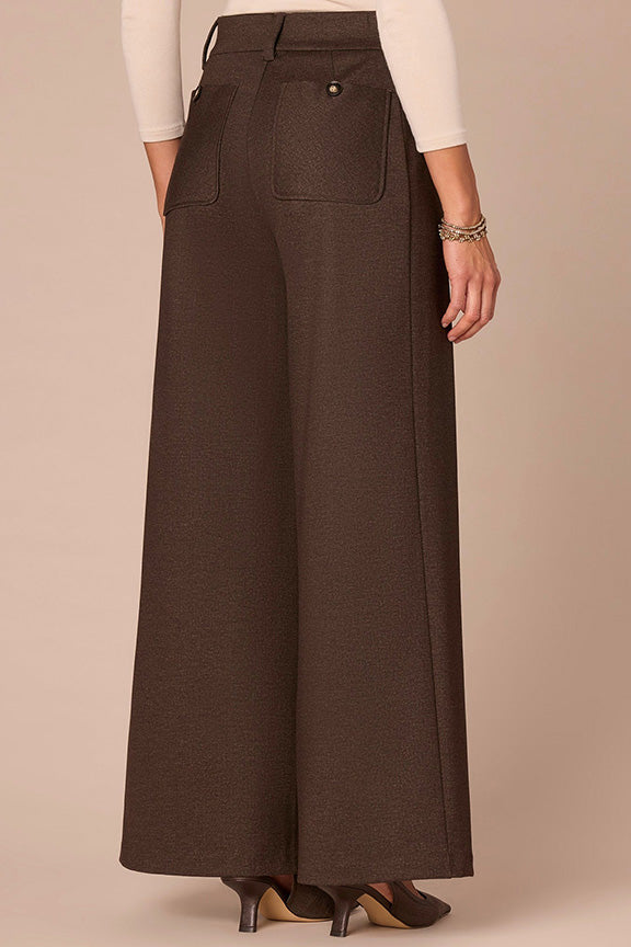 Pleated Wide Leg Trouser in Cold Brew